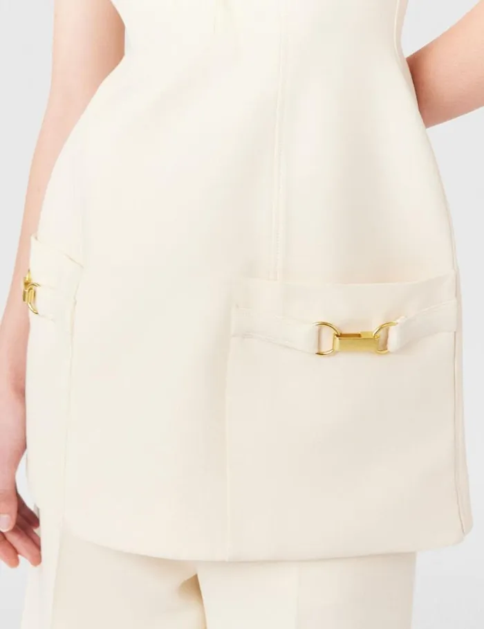 Women ClaspEmbellished Sleeveless Mini Dress Cream White Stella McCartney Dresses Women ClaspEmbellished Sleeveless Mini Dress Cream White Stella McCartney Dresses