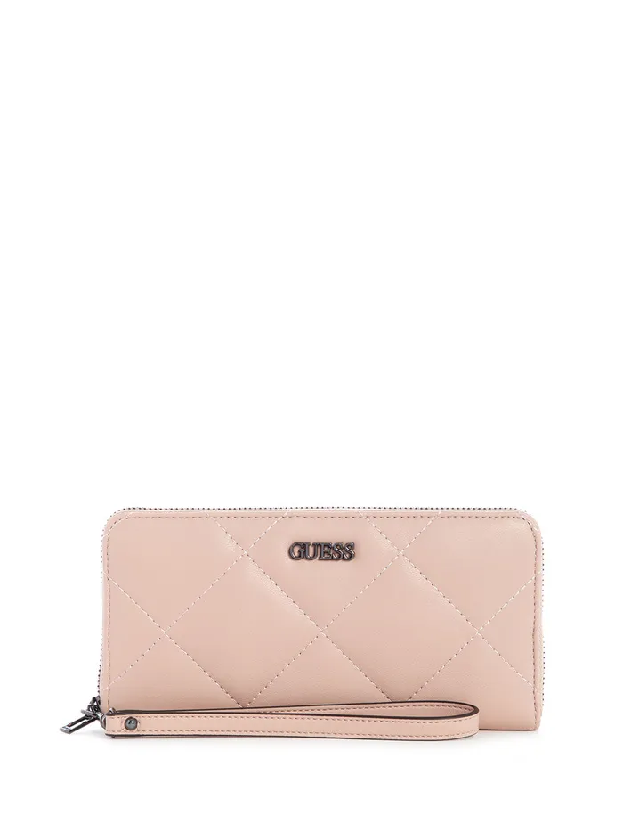Women Clutches GUESS Blush Pink Quilted Khatia Large Wallet