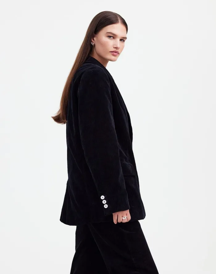 Women Coats Jackets Madewell Alexa Chung For Madewell DoubleBreasted Blazer In Corduroy Jet Black
