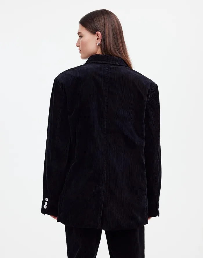 Women Coats Jackets Madewell Alexa Chung For Madewell DoubleBreasted Blazer In Corduroy Jet Black