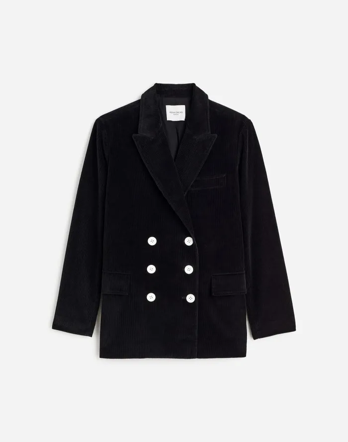 Women Coats Jackets Madewell Alexa Chung For Madewell DoubleBreasted Blazer In Corduroy Jet Black