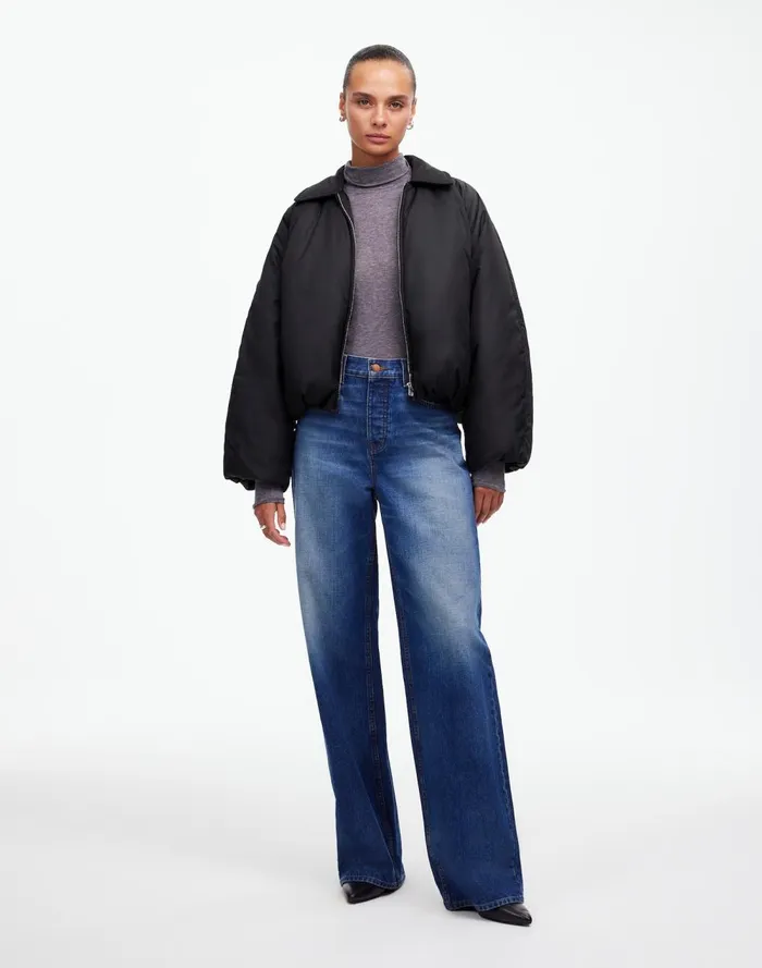 Women Coats Jackets Madewell Bomber Puffer Jacket Mills Black