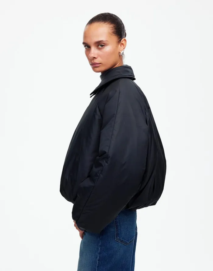 Women Coats Jackets Madewell Bomber Puffer Jacket Mills Black