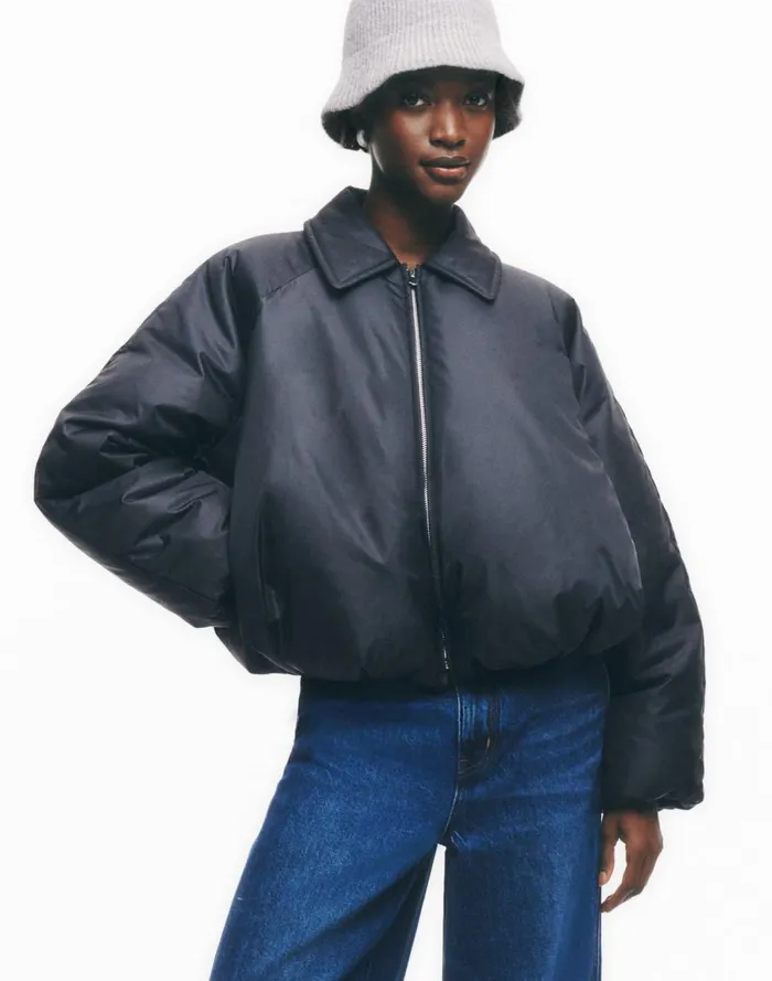 Women Coats Jackets Madewell Bomber Puffer Jacket Mills Black