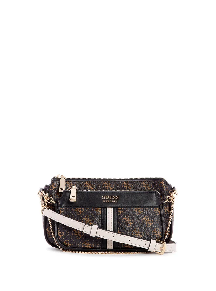 Women Crossbody GUESS Black Brown Kasinta Crossbody Bag