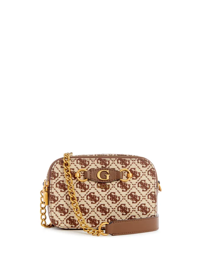 Women Crossbody GUESS Brown Logo Izzy Crossbody Camera Bag