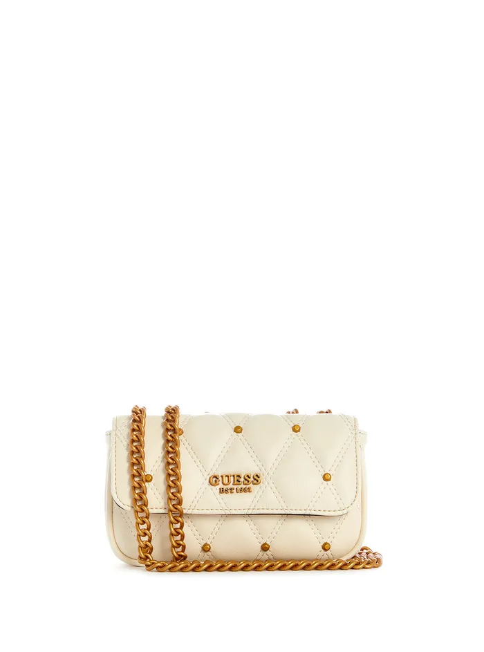 Women Crossbody GUESS White Triana Mirco Mini Crossbody Bag