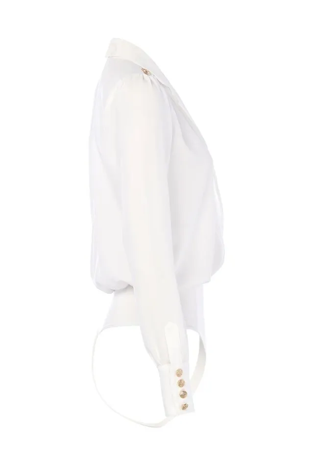 Women Cupro Shirt Bodysuit White Holland Cooper Shirts and Blouses