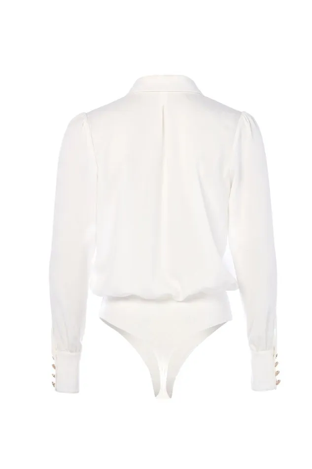 Women Cupro Shirt Bodysuit White Holland Cooper Shirts and Blouses