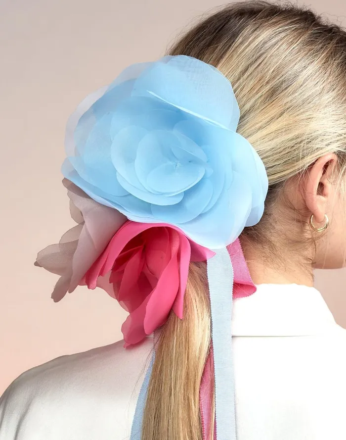 Women Cynthia Rowley Accessories Organza Flower Ties Blue Women Cynthia Rowley Accessories Organza Flower Ties Blue