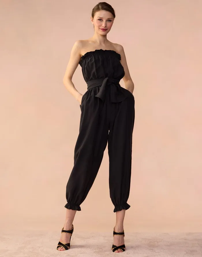 Women Cynthia Rowley Bottoms Cassis Jumpsuit Black Women Cynthia Rowley Bottoms Cassis Jumpsuit Black