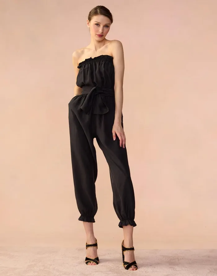 Women Cynthia Rowley Bottoms Cassis Jumpsuit Black Women Cynthia Rowley Bottoms Cassis Jumpsuit Black
