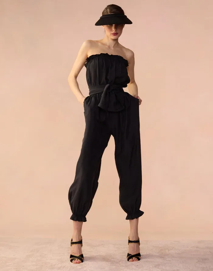 Women Cynthia Rowley Bottoms Cassis Jumpsuit Black Women Cynthia Rowley Bottoms Cassis Jumpsuit Black