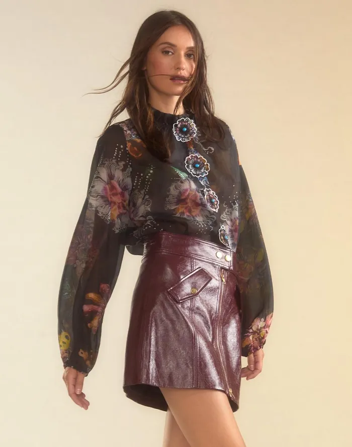 Women Cynthia Rowley Bottoms Harper Vegan Leather Skirt Oxbld Women Cynthia Rowley Bottoms Harper Vegan Leather Skirt Oxbld