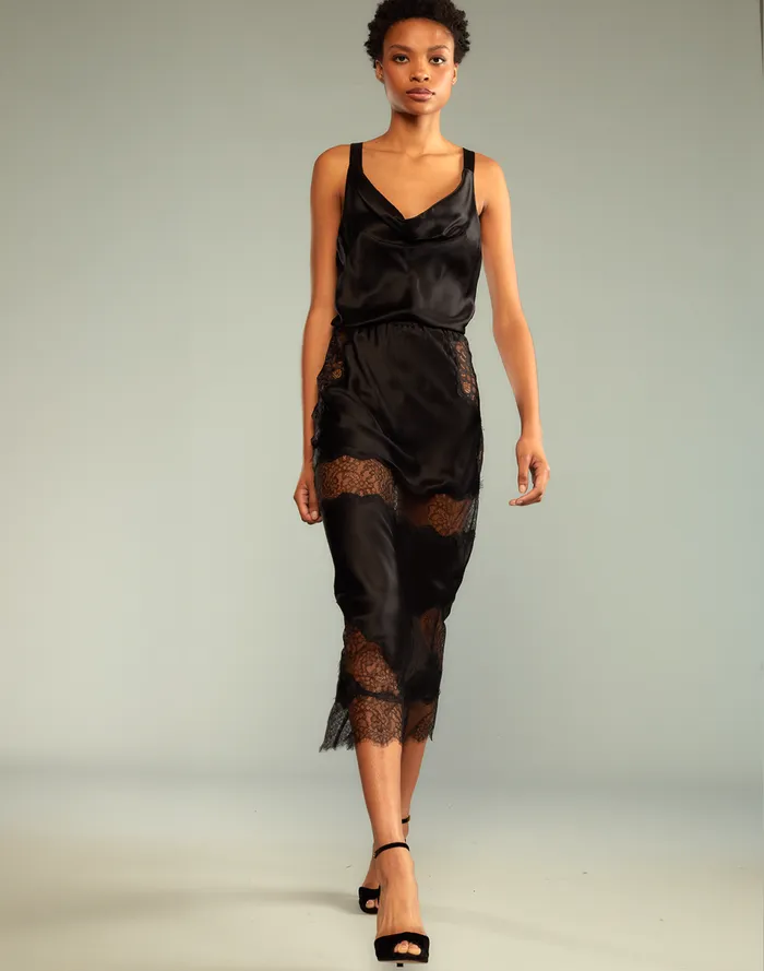 Women Cynthia Rowley Bottoms Lya Silk Skirt Black
