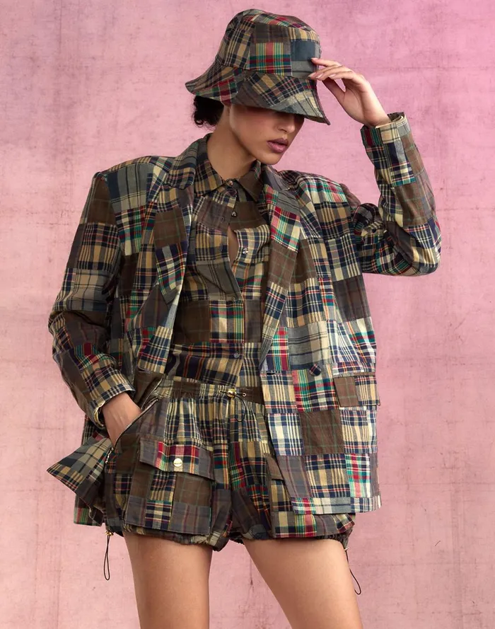 Women Cynthia Rowley Bottoms Madrid Madras Cargo Shorts Plaid