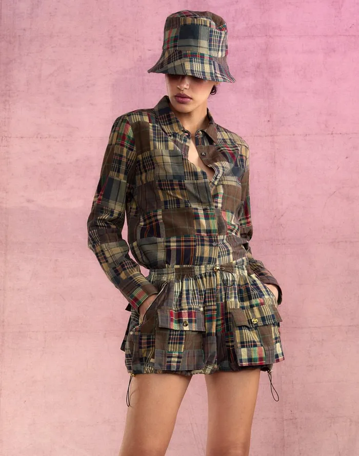 Women Cynthia Rowley Bottoms Madrid Madras Cargo Shorts Plaid