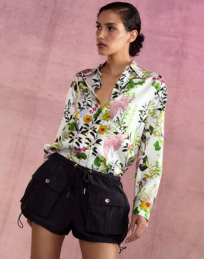 Women Cynthia Rowley Bottoms Nylon Cargo Shorts Black
