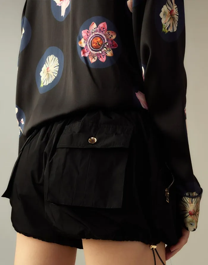 Women Cynthia Rowley Bottoms Nylon Cargo Shorts Black
