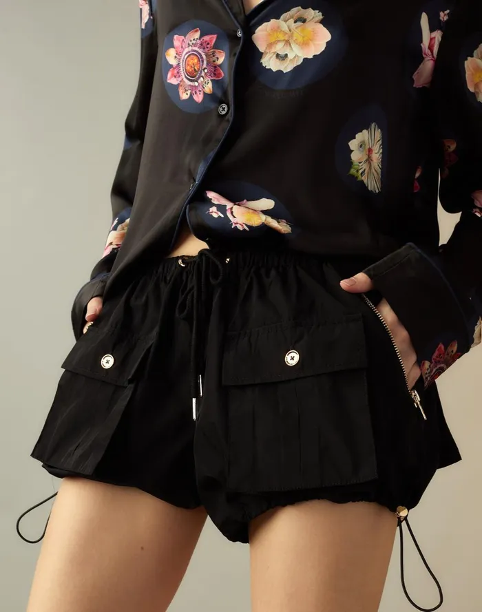 Women Cynthia Rowley Bottoms Nylon Cargo Shorts Black