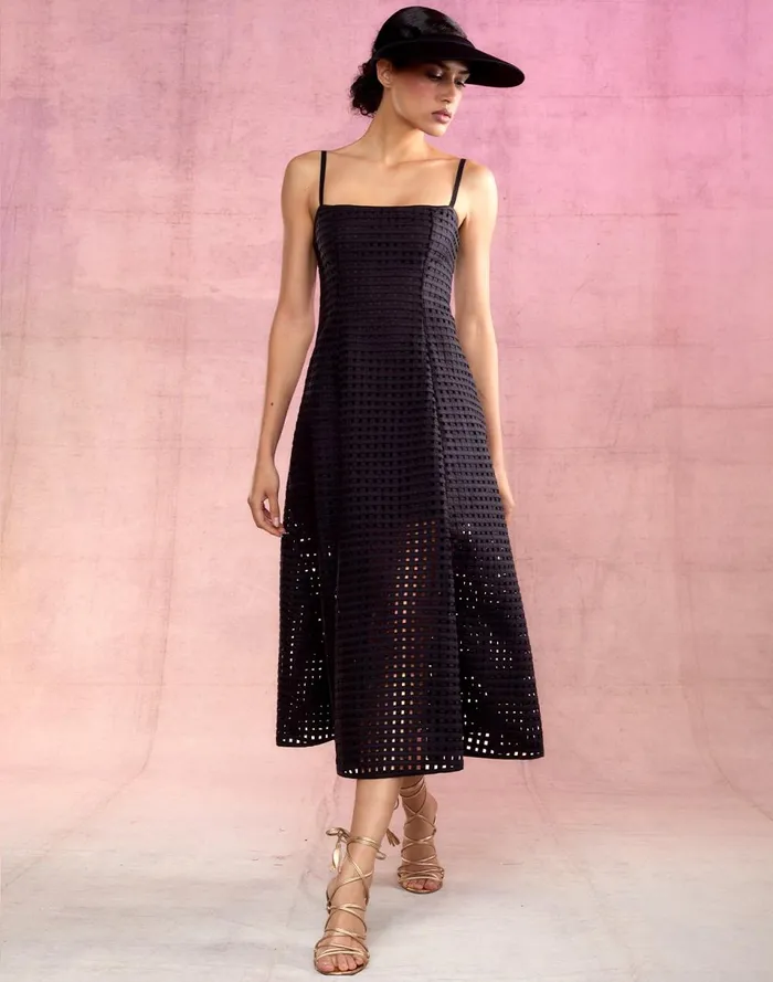 Women Cynthia Rowley Dresses Birdcage Midi Dress Black