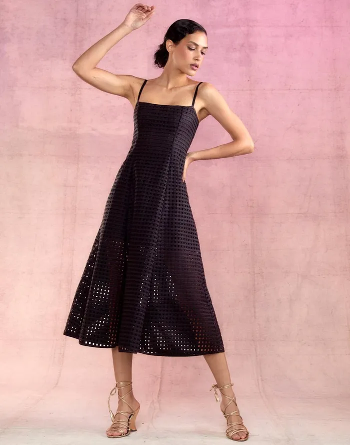 Women Cynthia Rowley Dresses Birdcage Midi Dress Black