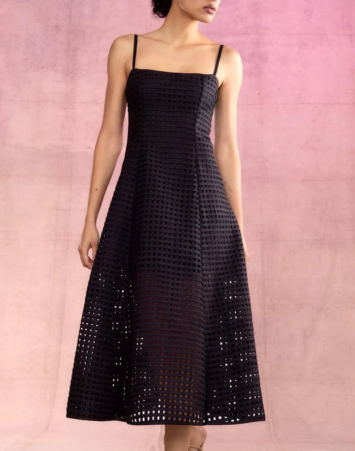 Women Cynthia Rowley Dresses Birdcage Midi Dress Black