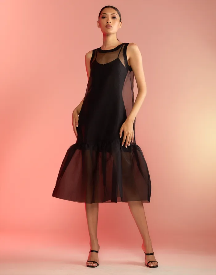 Women Cynthia Rowley Dresses Carrie Organza Midi Dress Black Women Cynthia Rowley Dresses Carrie Organza Midi Dress Black