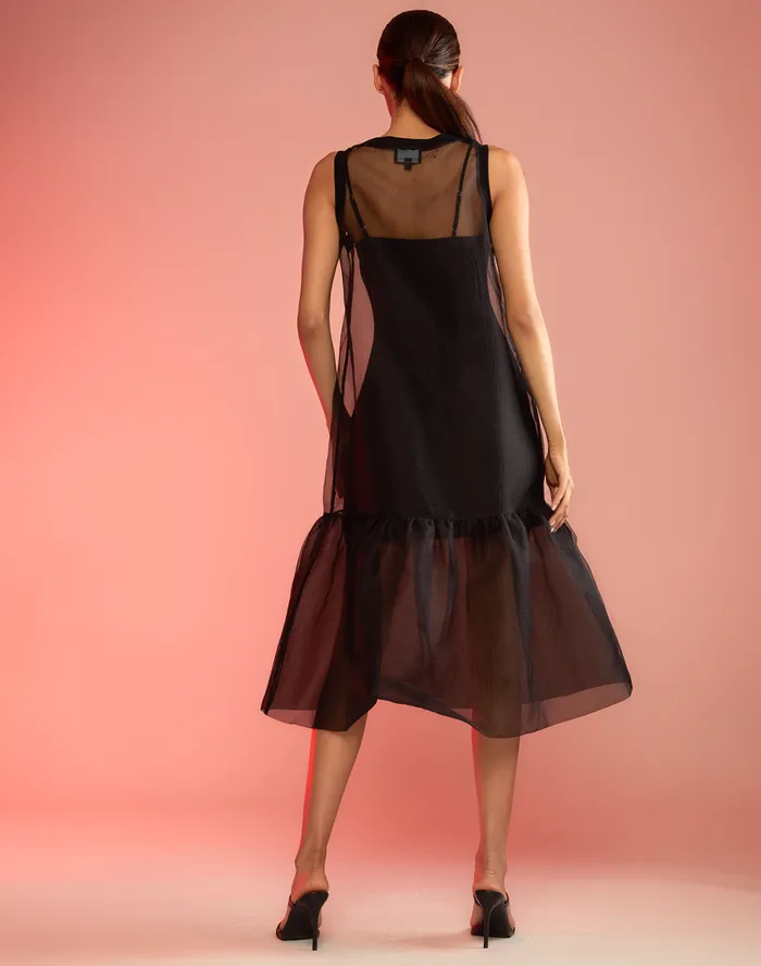 Women Cynthia Rowley Dresses Carrie Organza Midi Dress Black Women Cynthia Rowley Dresses Carrie Organza Midi Dress Black