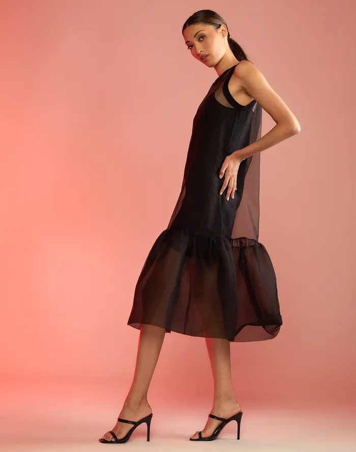 Women Cynthia Rowley Dresses Carrie Organza Midi Dress Black Women Cynthia Rowley Dresses Carrie Organza Midi Dress Black
