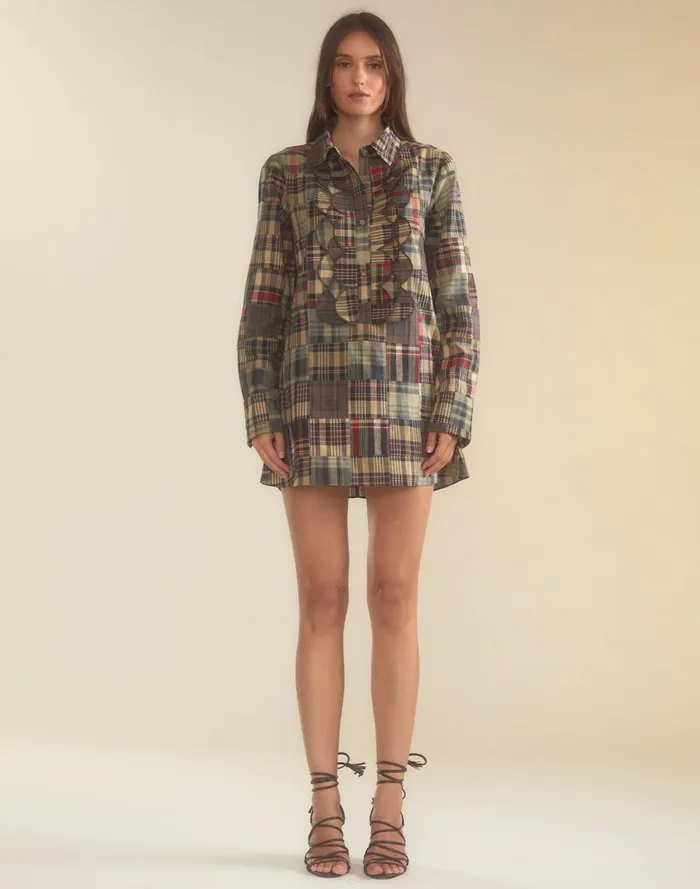 Women Cynthia Rowley Dresses Madrid Madras Tuxedo Dress Plaid Women Cynthia Rowley Dresses Madrid Madras Tuxedo Dress Plaid