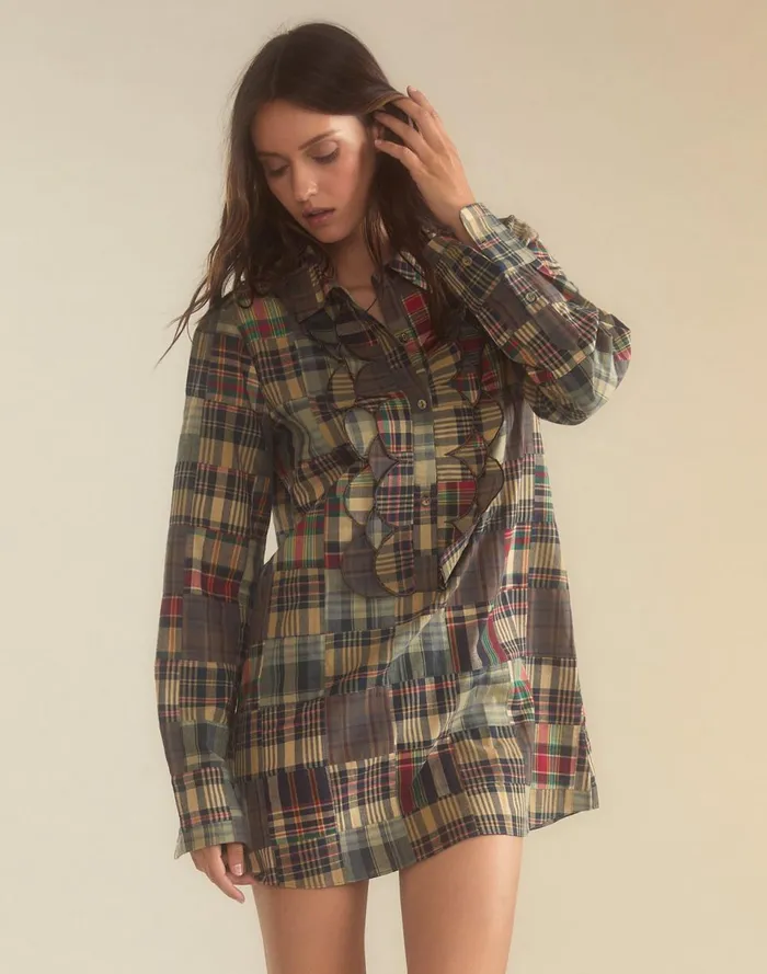 Women Cynthia Rowley Dresses Madrid Madras Tuxedo Dress Plaid Women Cynthia Rowley Dresses Madrid Madras Tuxedo Dress Plaid