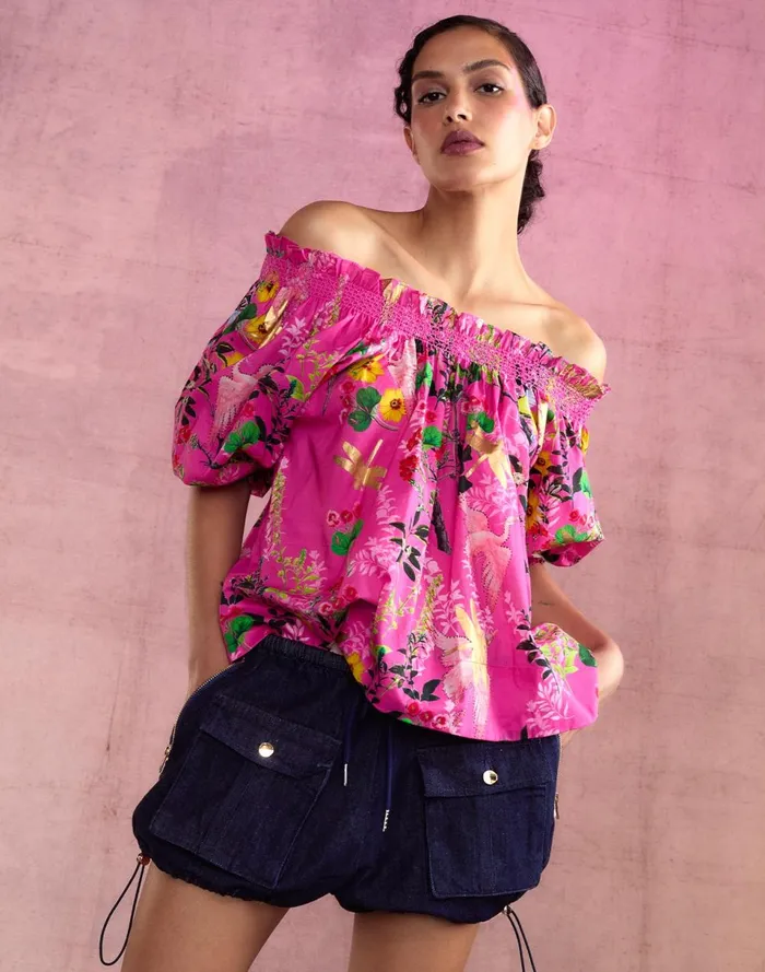 Women Cynthia Rowley Tops Malta Off Shoulder Blouse Pnkfl Women Cynthia Rowley Tops Malta Off Shoulder Blouse Pnkfl