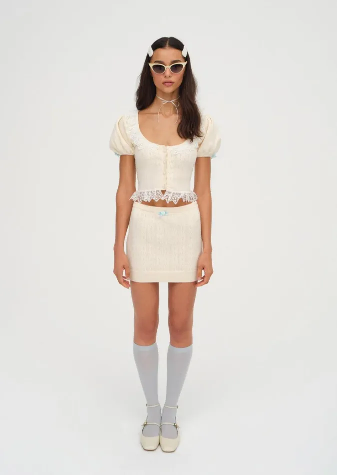 Women Daniela Knit Top Beige For Love and Lemons Tops Women Daniela Knit Top Beige For Love and Lemons Tops