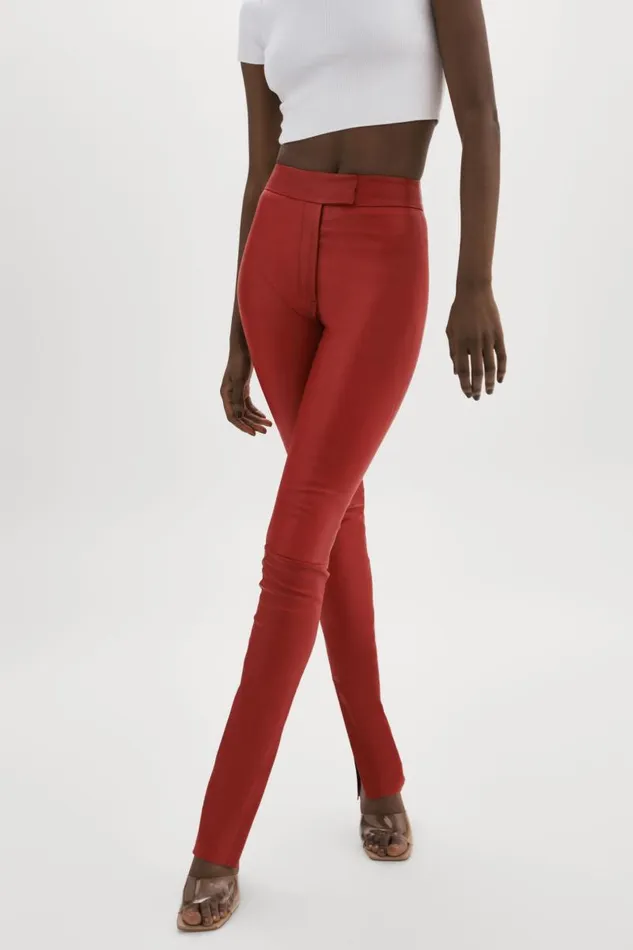 Women DAWN Stretch Leather Pants Ruby Red LAMARQUE Pants and Shorts