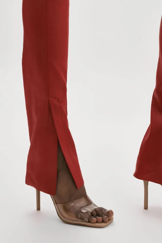 Women DAWN Stretch Leather Pants Ruby Red LAMARQUE Pants and Shorts
