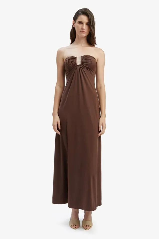 Women Day To Night Dresses Bardot Carolena Maxi Knit Dress In Chocolate Chocolate