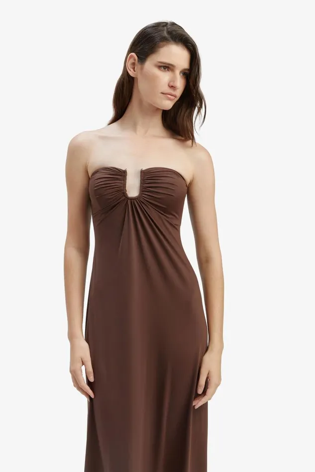 Women Day To Night Dresses Bardot Carolena Maxi Knit Dress In Chocolate Chocolate