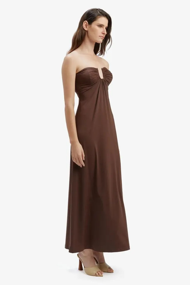 Women Day To Night Dresses Bardot Carolena Maxi Knit Dress In Chocolate Chocolate