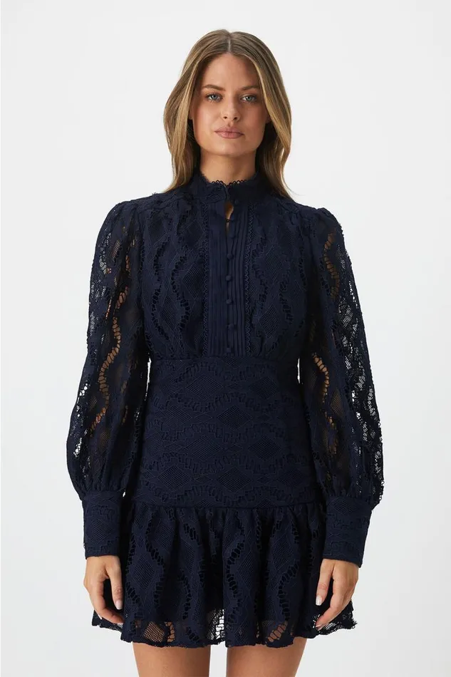 Women Day To Night Dresses Bardot Remy Lace Dress In Navy Navy Women Day To Night Dresses Bardot Remy Lace Dress In Navy Navy