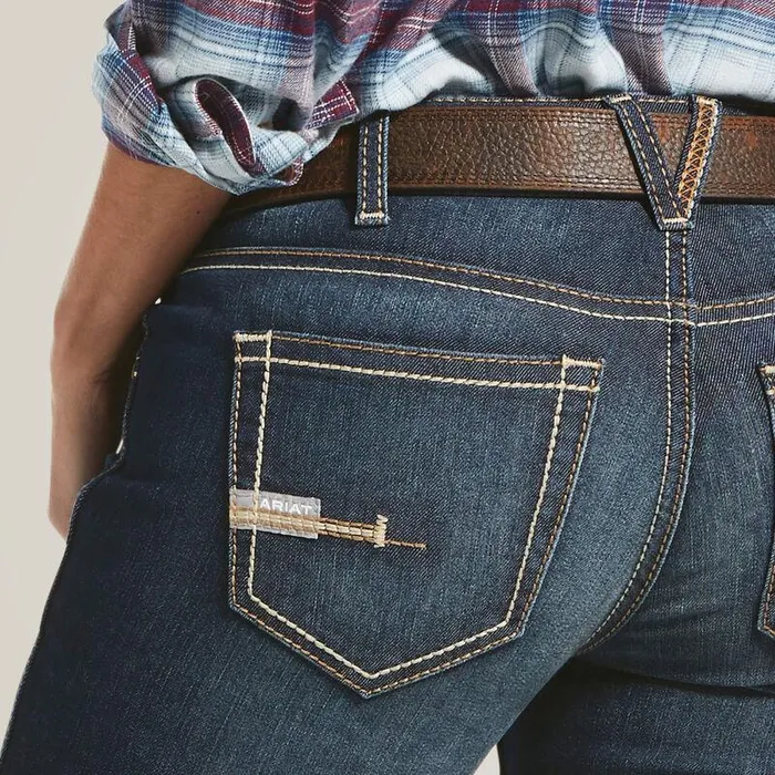 Women Denim Ariat Rebar MR DuraStretch Riveter Boot Cut Jean Hallow