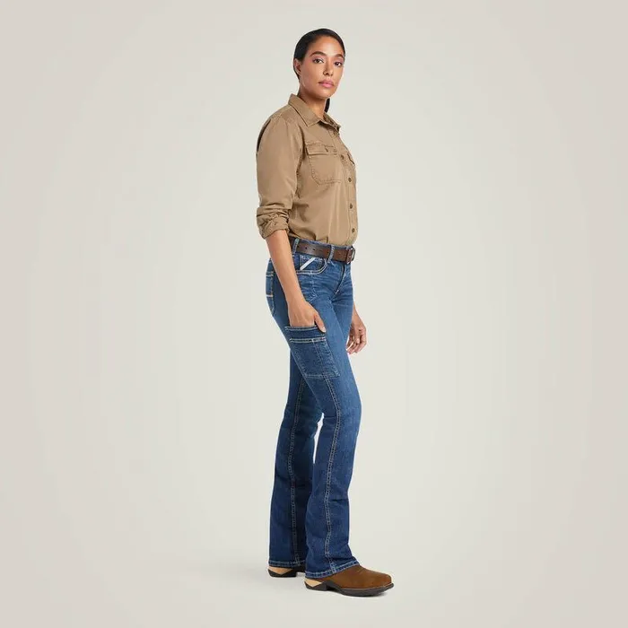 Women Denim Ariat Rebar Work Flex Perfect Rise Riveter Boot Cut Jean Pilar