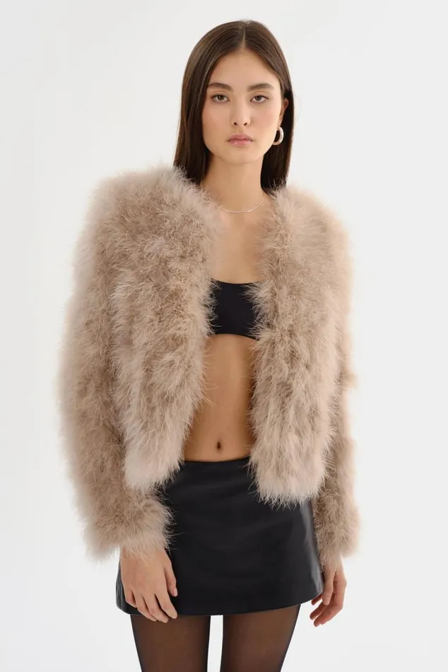 Women DEORA Feather Jacket Champagne LAMARQUE Feather Jackets