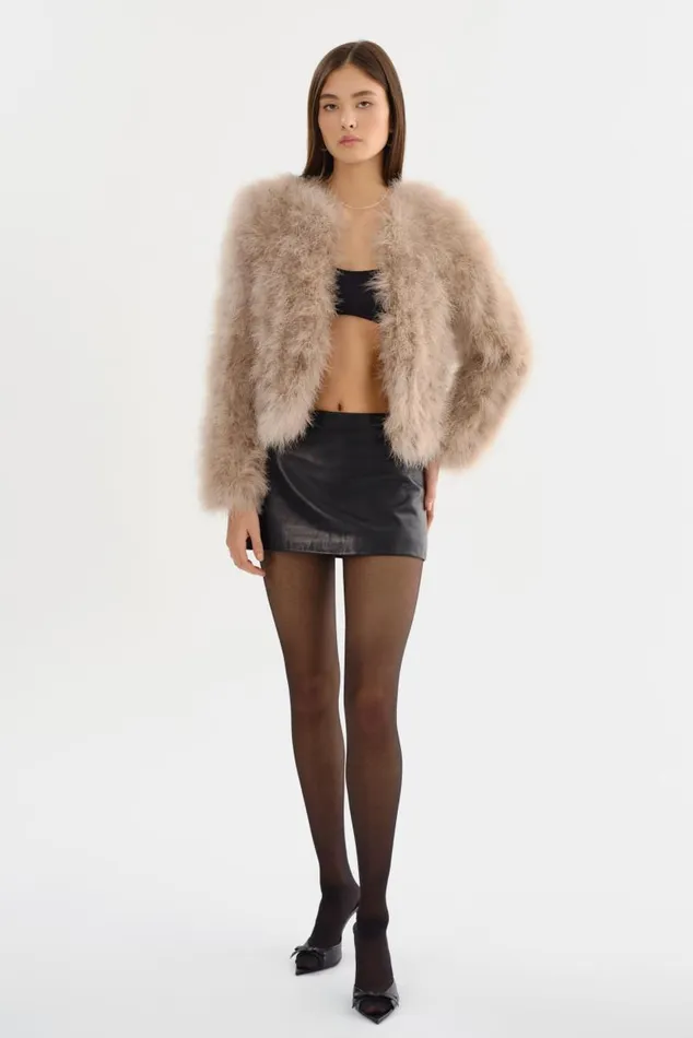 Women DEORA Feather Jacket Champagne LAMARQUE Feather Jackets