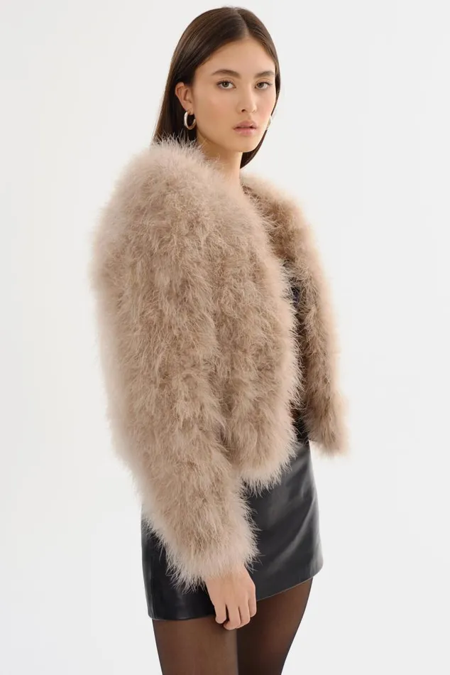 Women DEORA Feather Jacket Champagne LAMARQUE Feather Jackets