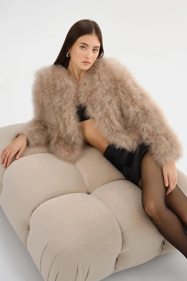 Women DEORA Feather Jacket Champagne LAMARQUE Feather Jackets