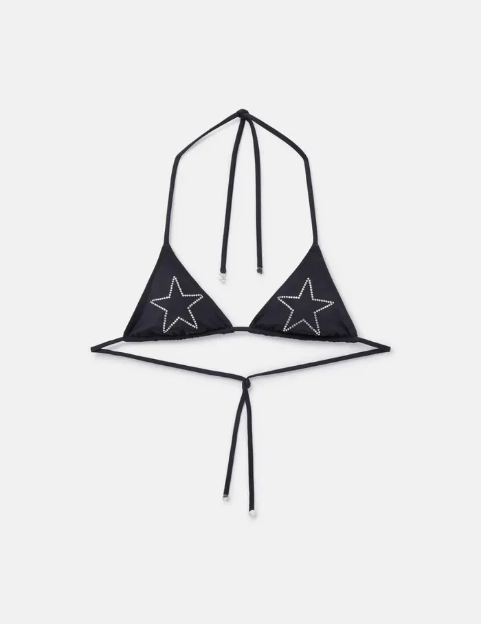 Women Diamant Star Triangle Bikini Top Black Stella McCartney Swimwear
