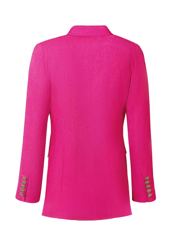 Women Double Breasted Blazer Hot Pink Linen Holland Cooper Tailoring