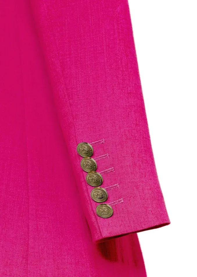 Women Double Breasted Blazer Hot Pink Linen Holland Cooper Tailoring
