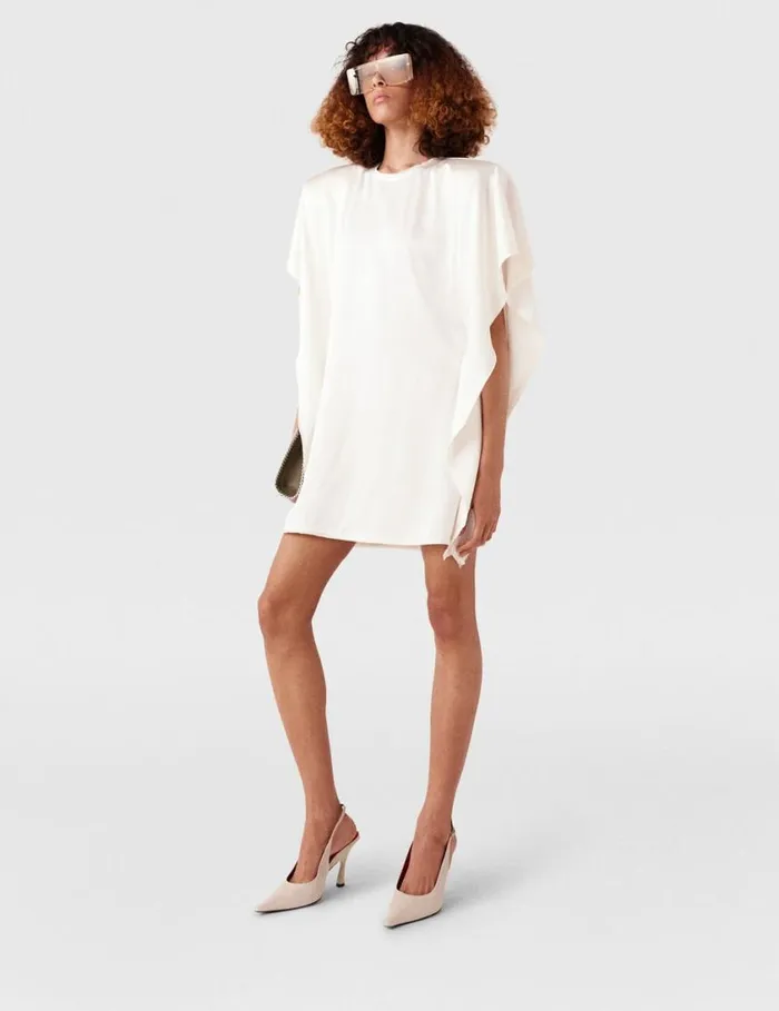 Women Drape Sleeve Mini Dress White Stella McCartney Dresses Women Drape Sleeve Mini Dress White Stella McCartney Dresses
